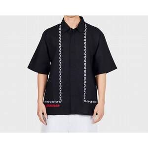 NEW PLEASURES chain button up shirt in black